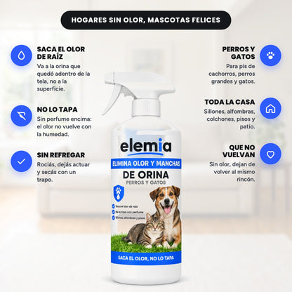 Elemia - Elimina olor y manchas de orina de perros y gatos 500 ml