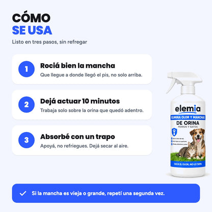 Elemia - Elimina olor y manchas de orina de perros y gatos 500 ml