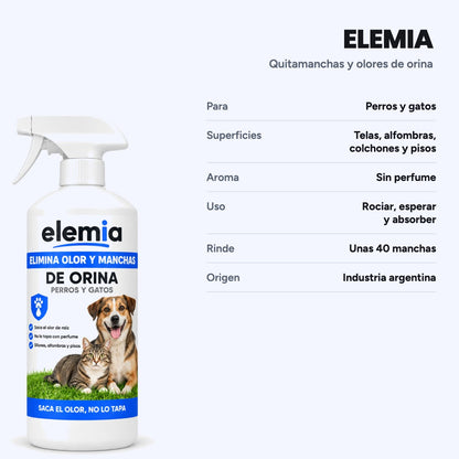 Elemia - Elimina olor y manchas de orina de perros y gatos 500 ml